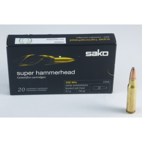 MUNICION SAKO .308Win SUPER HAMMERHEAD Bonded Soft Point 150 gr. 