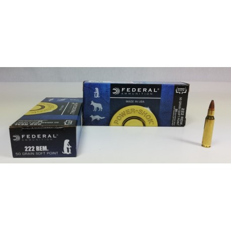 MUNICION FEDERAL CALIBRE .222 Rem Soft Point 50 gr. 20 unidades