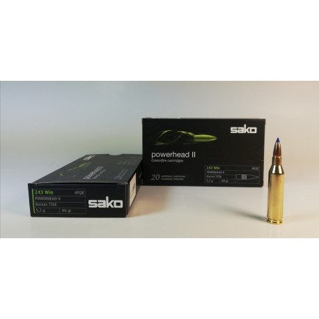 MUNICION SAKO .243 WIN POWERHEAD II 80 GR. CAJA 20 UNIDADES