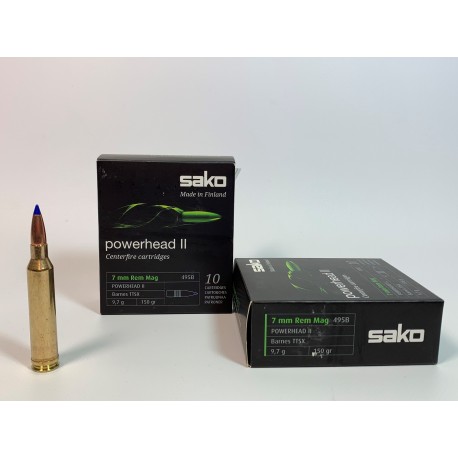 MUNICION SAKO CAL. 7mm RM POWER HEAD II BARNES TTSX 150 GR 20 UNIDADES