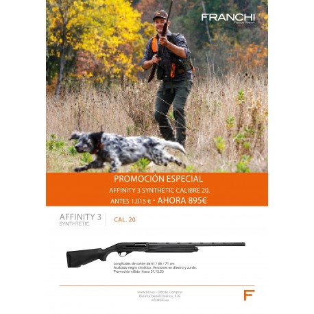 ESCOPETA FRANCHI AFFINITY ONE SYNTHETIC CALIBRE 20 CAÑON 71 CM.